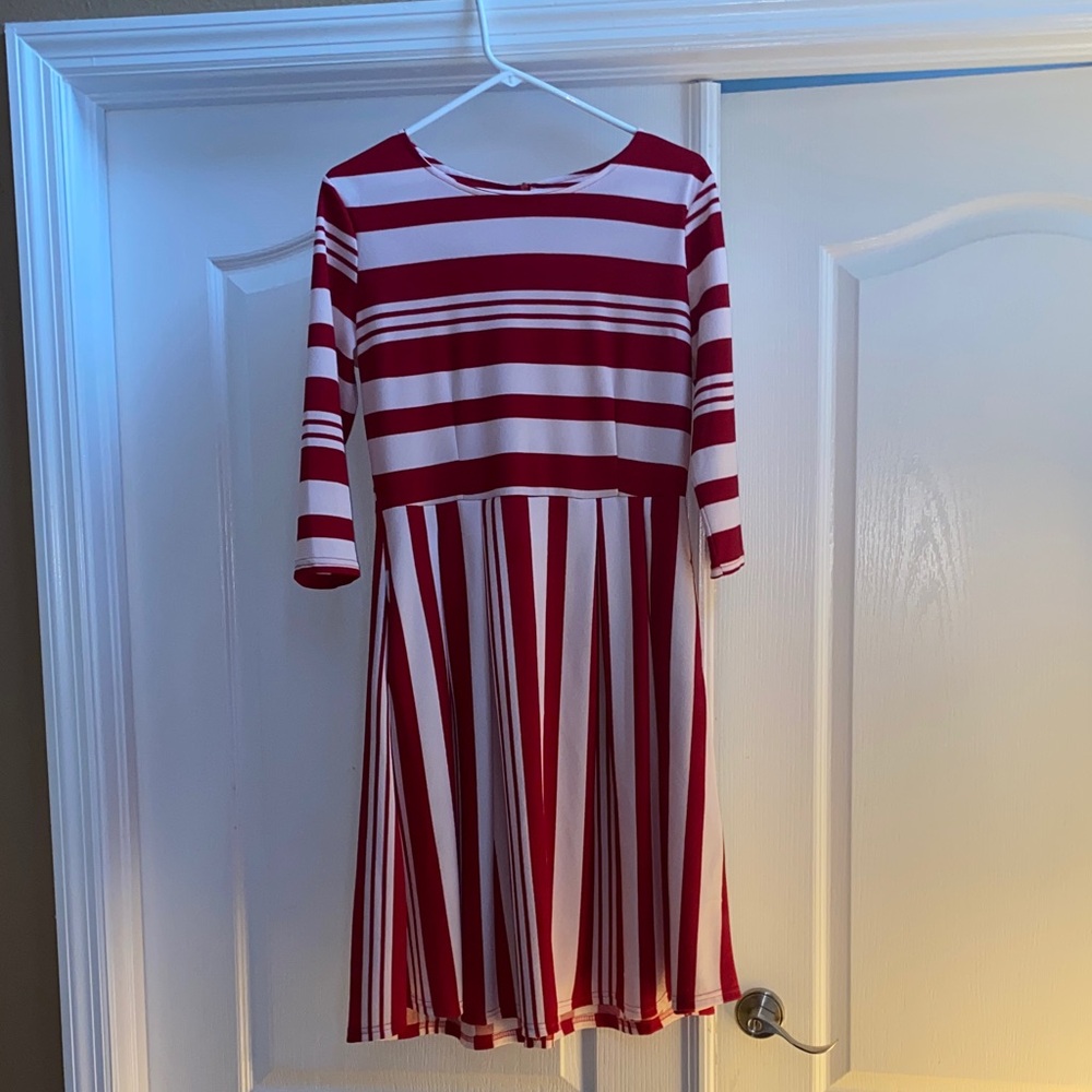 Red and White Striped Womens Dress